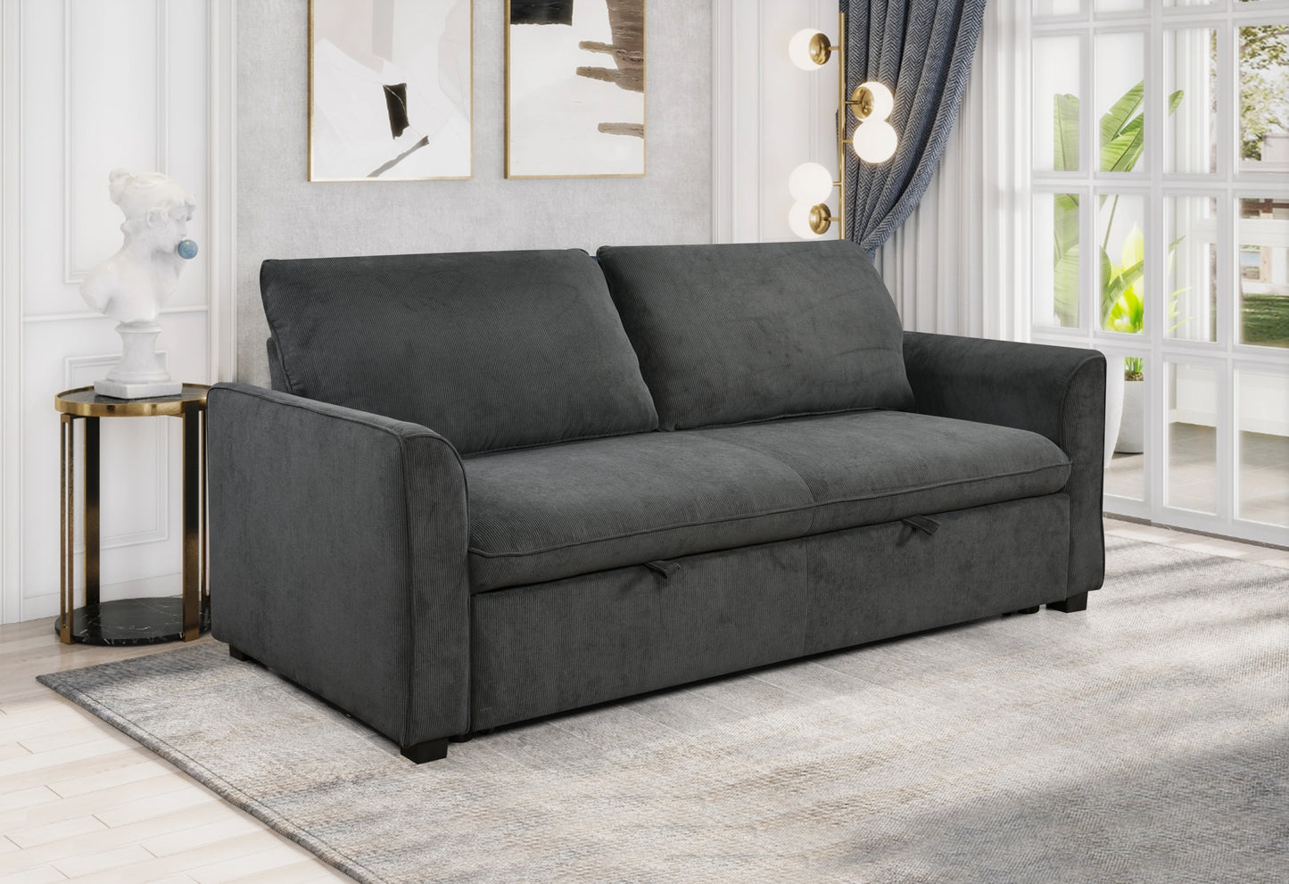 Saffron Modern 78" 3 in 1 Convertible Sofa Sleeper, Gray