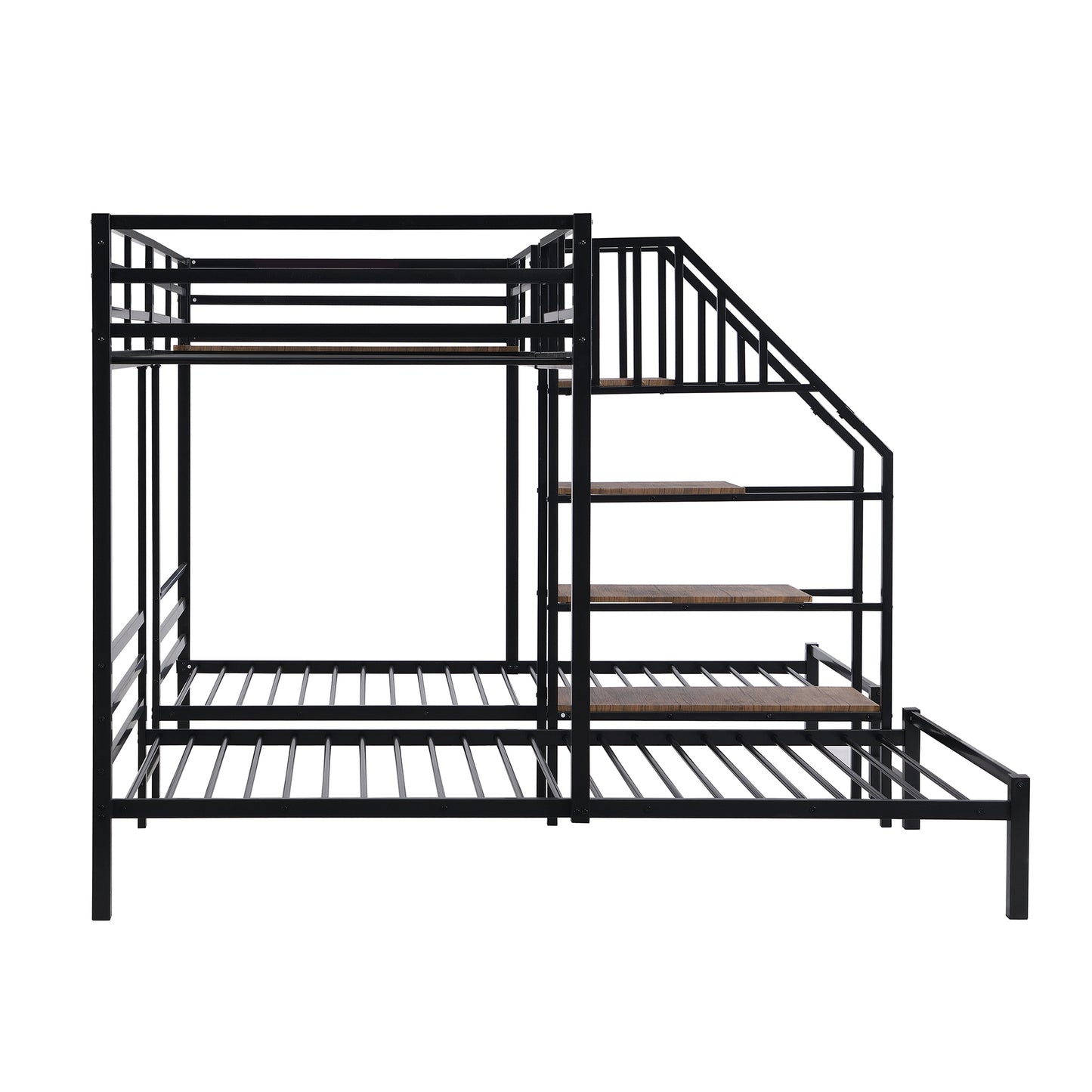 Adams Triple Metal Twin Bunk Bed, Black