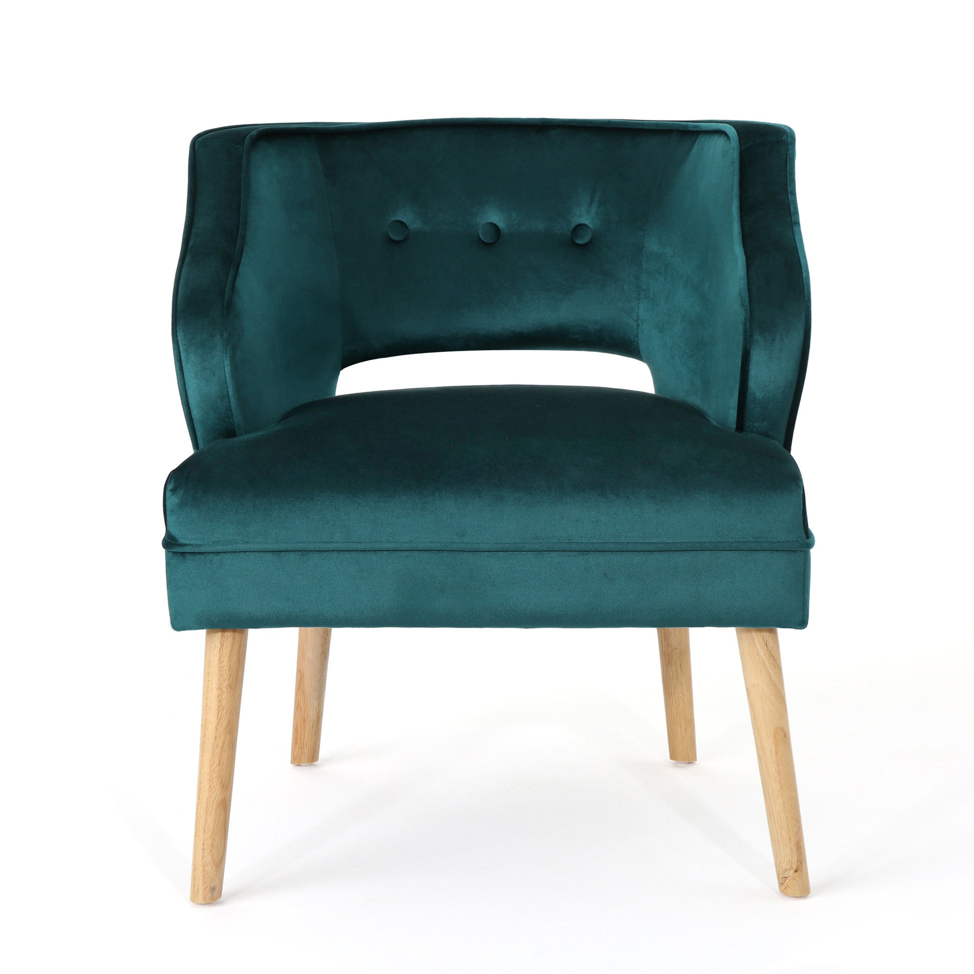 Wren Mid-Century Teal Velvet Tufted Accent Chair