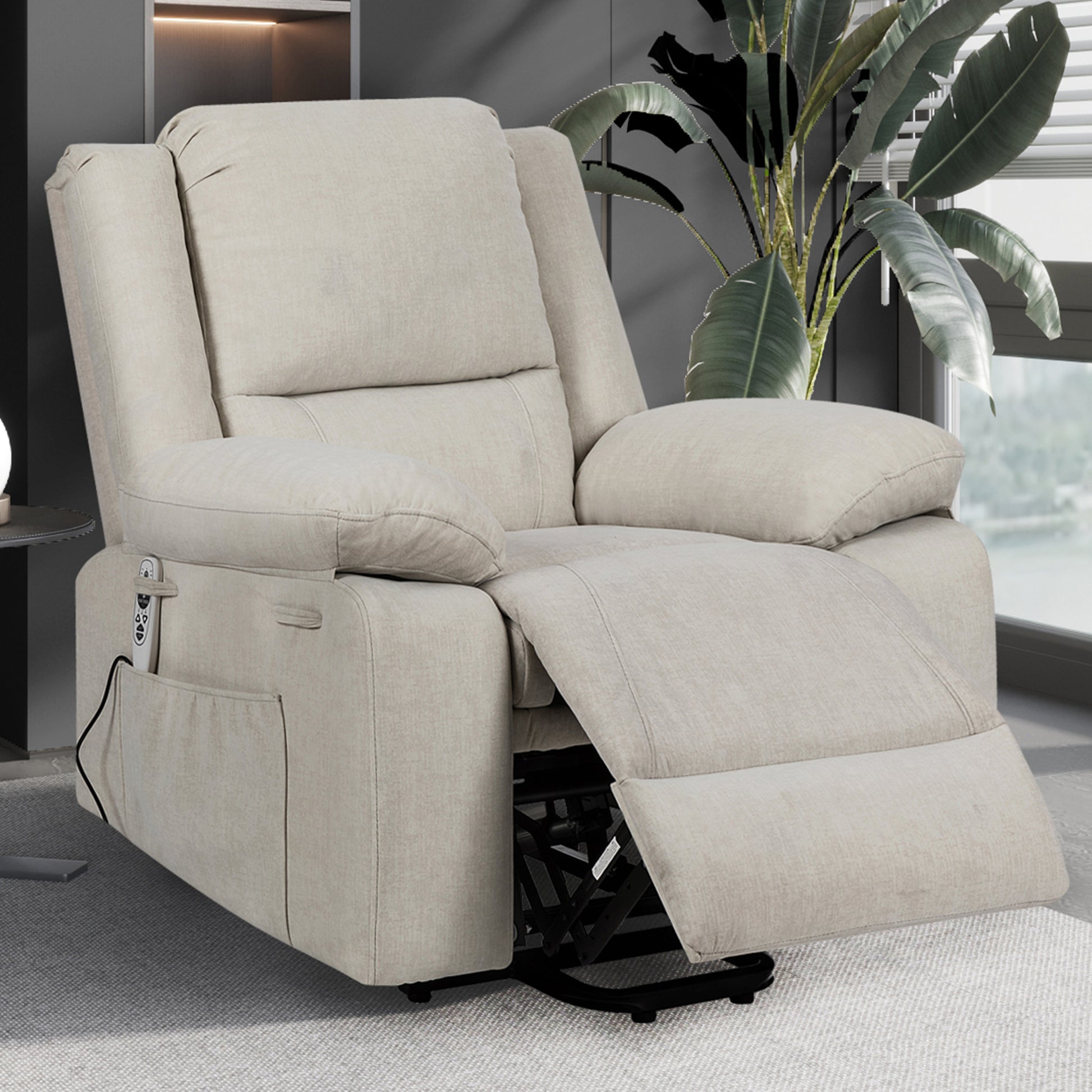 Elgen Power Lift Recliner with Massage & Heat, Beige