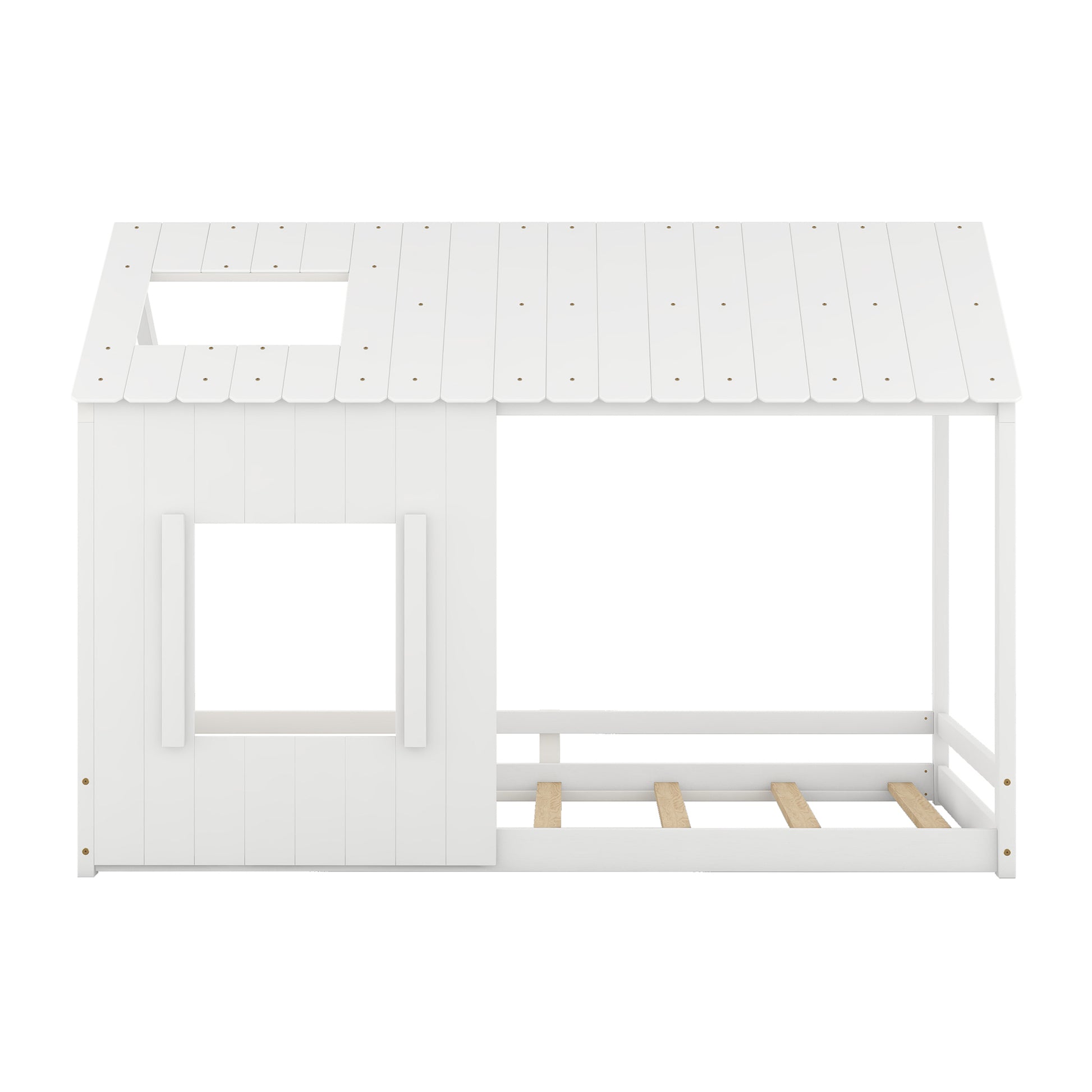 Twin Size House Bed with Roof and Window - White Old SKU: WF296897AAK