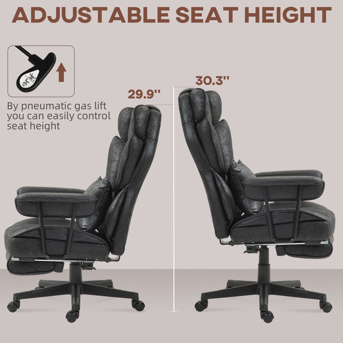 Herbie Big & Tall Microfiber Executive Office Chair with Heat & Massage, Black