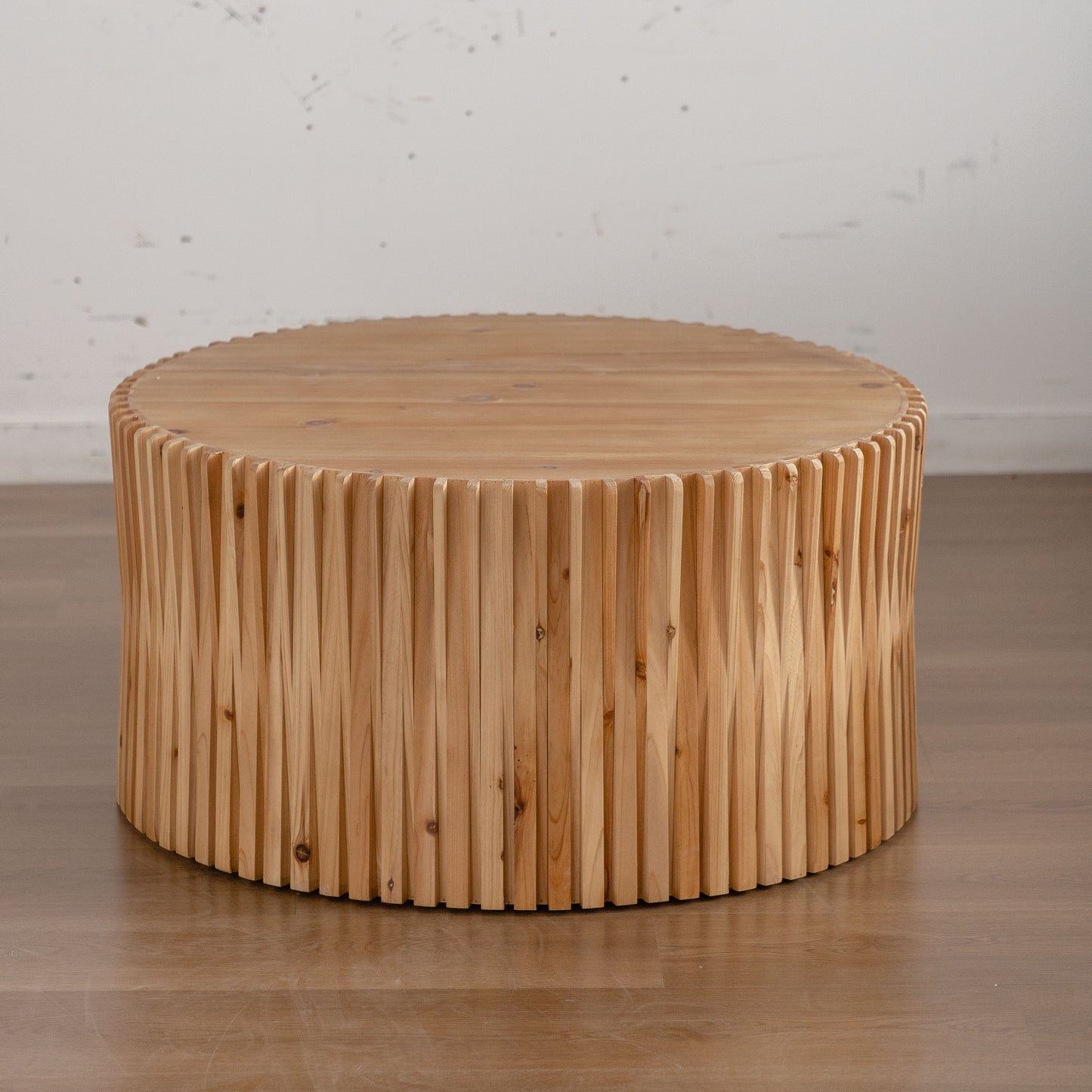 Ripley Round Vertical Relief Coffee Table, Natural