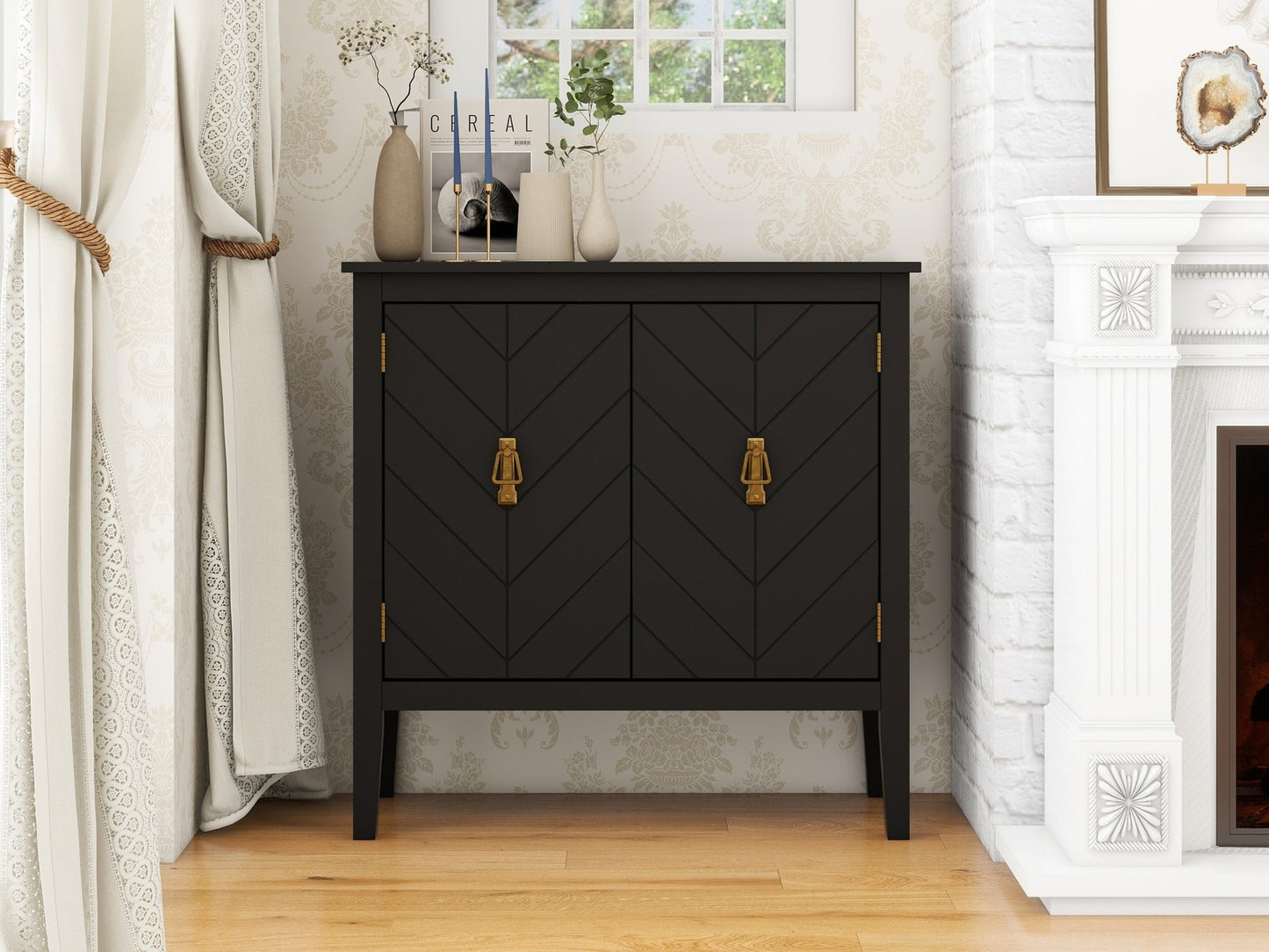 Jordan Modern 2-Door Accent Cabinet - Black