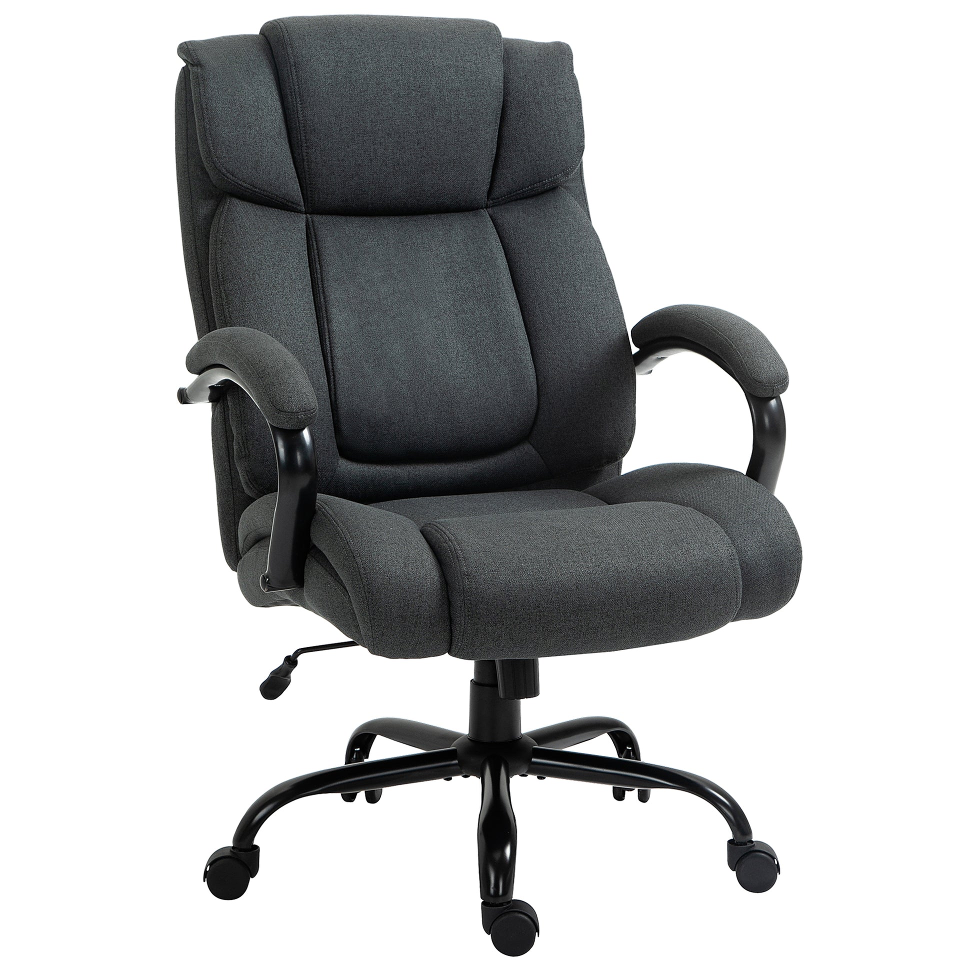 High Back Big and Tall Executive Office Chair 484lbs with Wide Seat, Computer Desk Chair with Linen Fabric, Adjustable Height, Swivel Wheels, Charcoal Grey