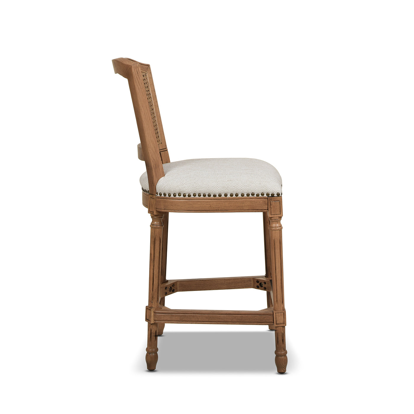 Alouette Rattan High Back Armless Counter Bar Stool, White Pepper