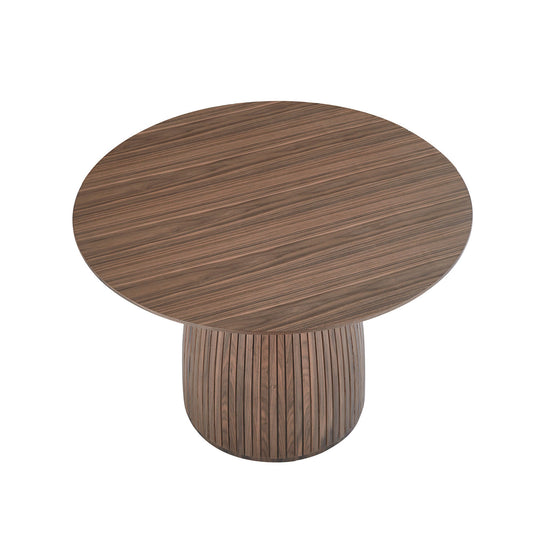 Walter 47" Round Mid-Century Modern Dining Table, Walnut