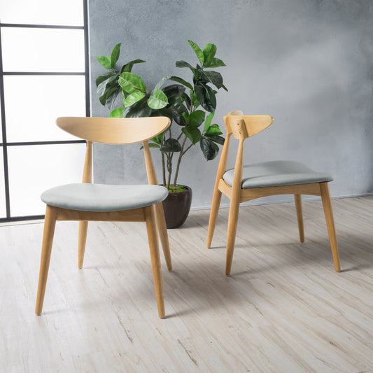 Karen Mid-Century Modern Side Chairs Set of 2 Natural & Beige