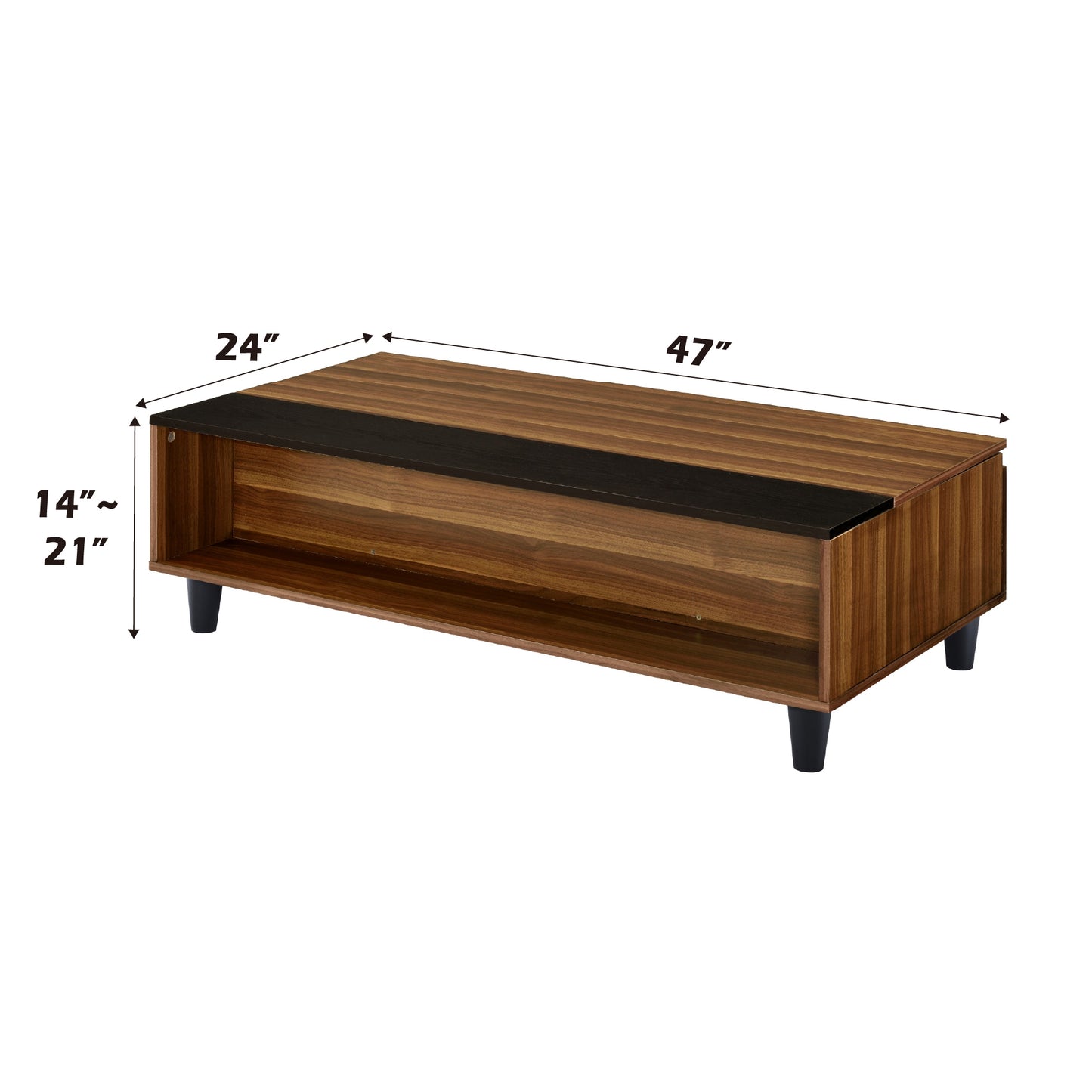 Avala Walnut & Black Finish Coffee Table w/Lift Top