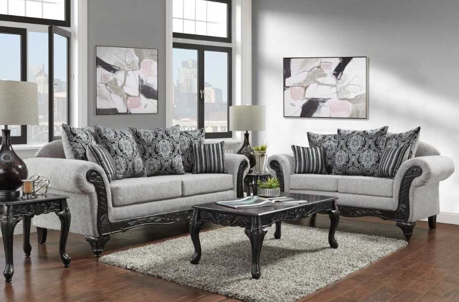 4900 Home Run Traditional Rolled Arm Sofa - Gray