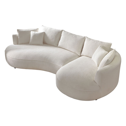 Mireya Modern Beige Boucle Upholstered Cloud Sectional, Beige