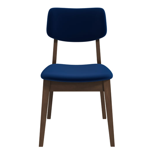 Carlos Blue Velvet Solid Back Side Chair Set Of 2