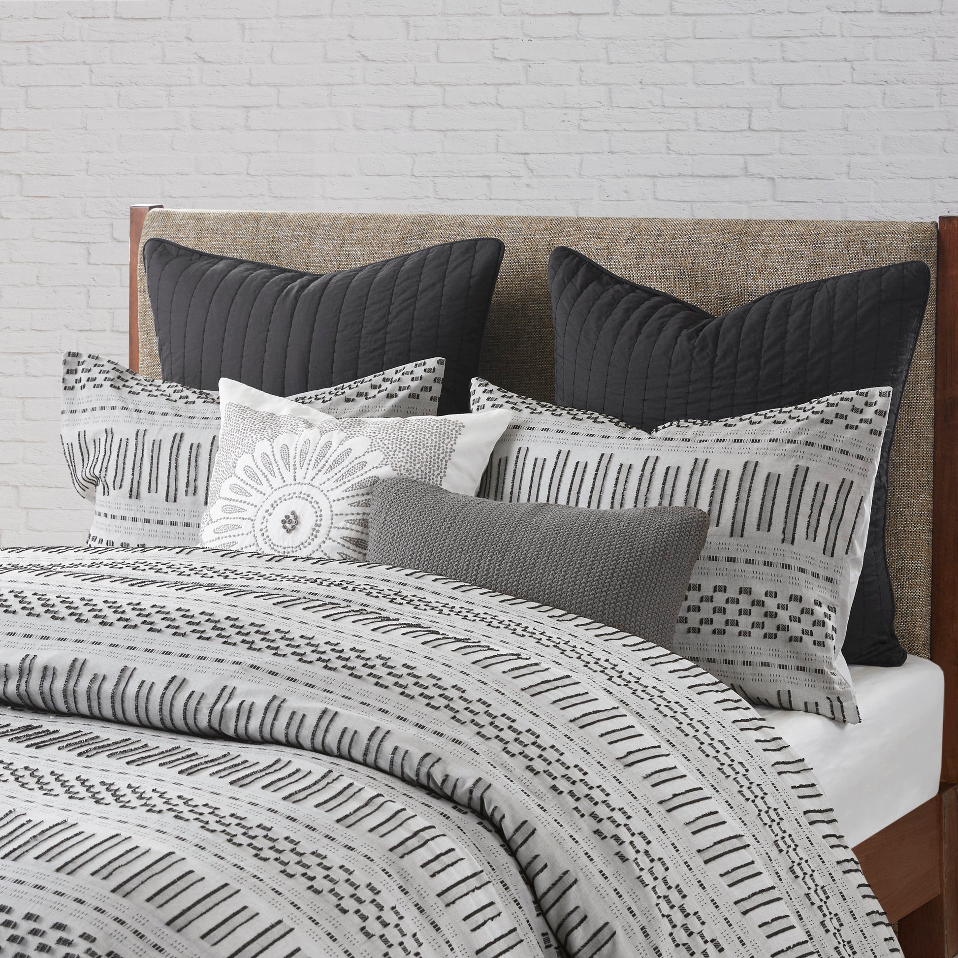 Cotton Jacquard Duvet Cover Mini Set, Gray