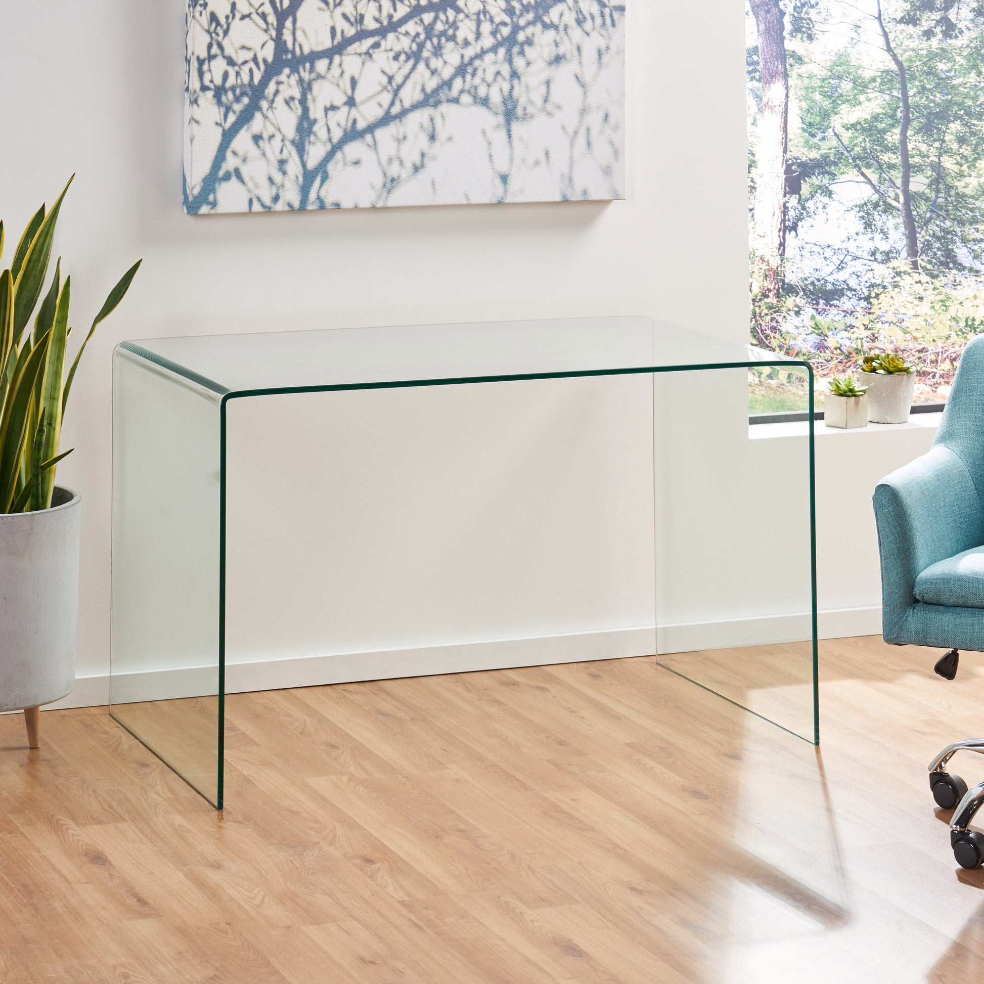 Meadow Modern Tempered Bent Glass Desk