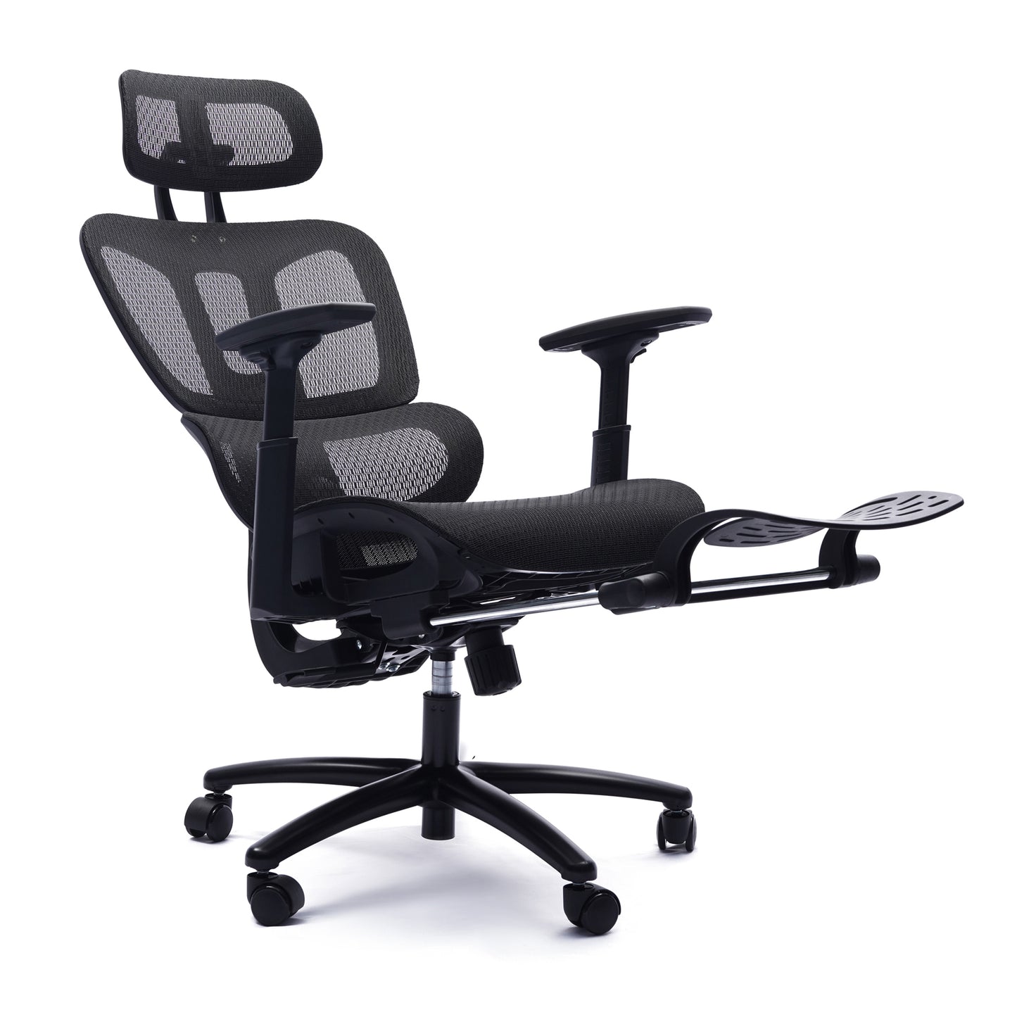 Adjustable Ergonomic Black Mesh Office Chair with Headrest and Footrest, Conference/Computer Desk Chair