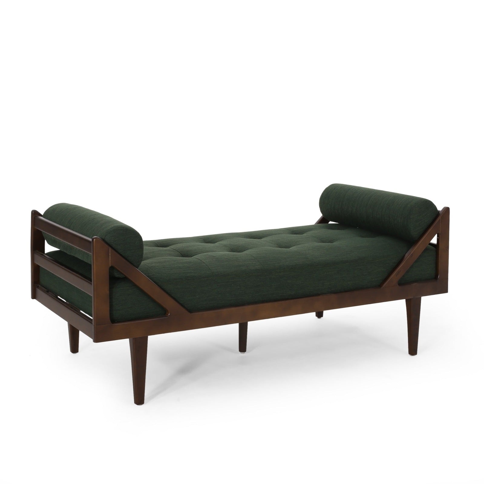 Alara Mid-Century Modern Chaise Lounge, Green & Brown