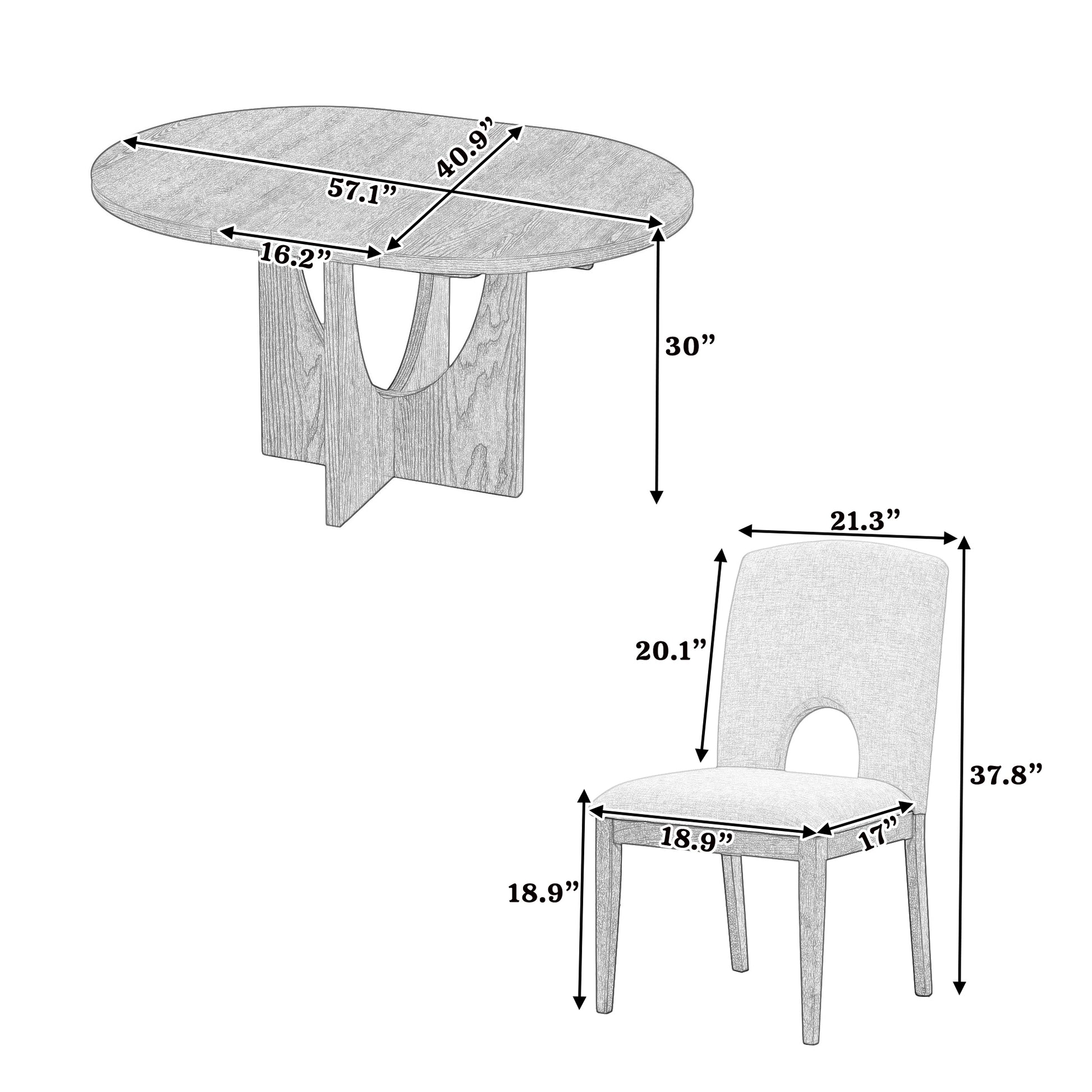 Arlington Contemporary 5-Piece Dining Set in Espresso with Gray Chairs