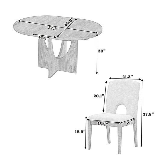 Arlington Contemporary 5-Piece Dining Set in Espresso with Gray Chairs