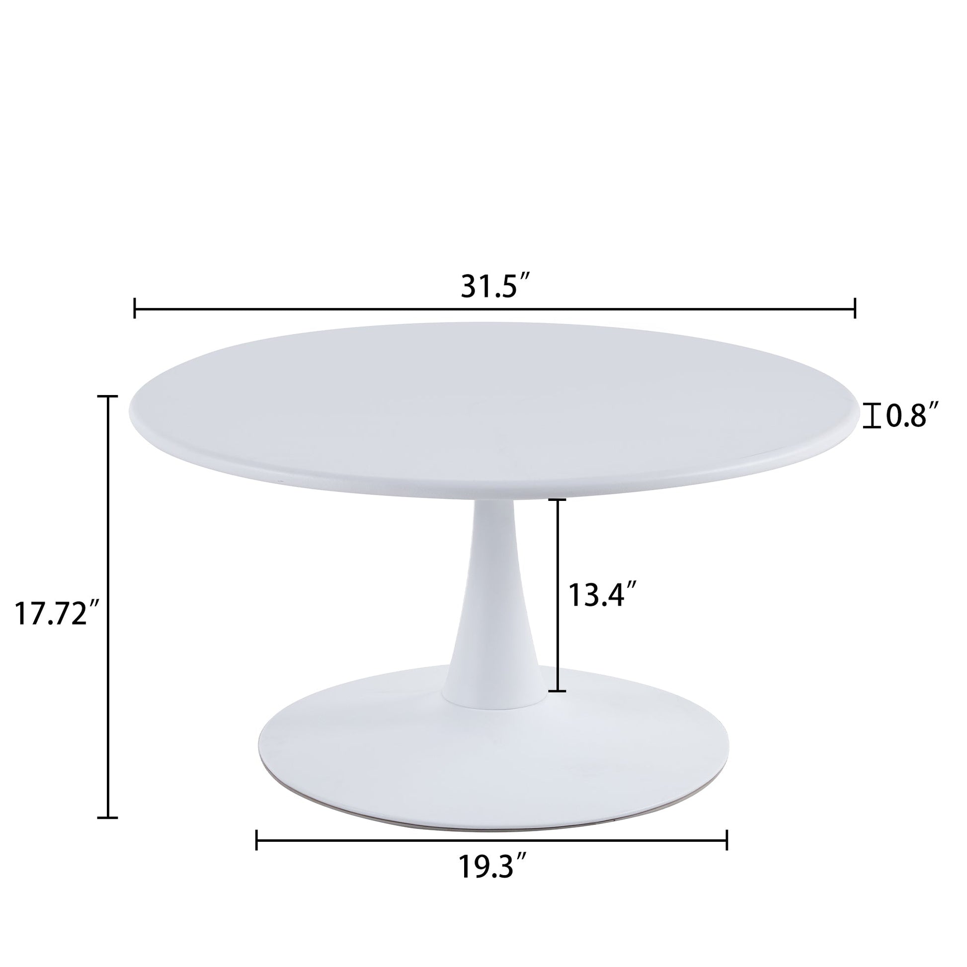 Baskin Modern 31.5'' Diameter Solid Metal Base White Round Coffee Table