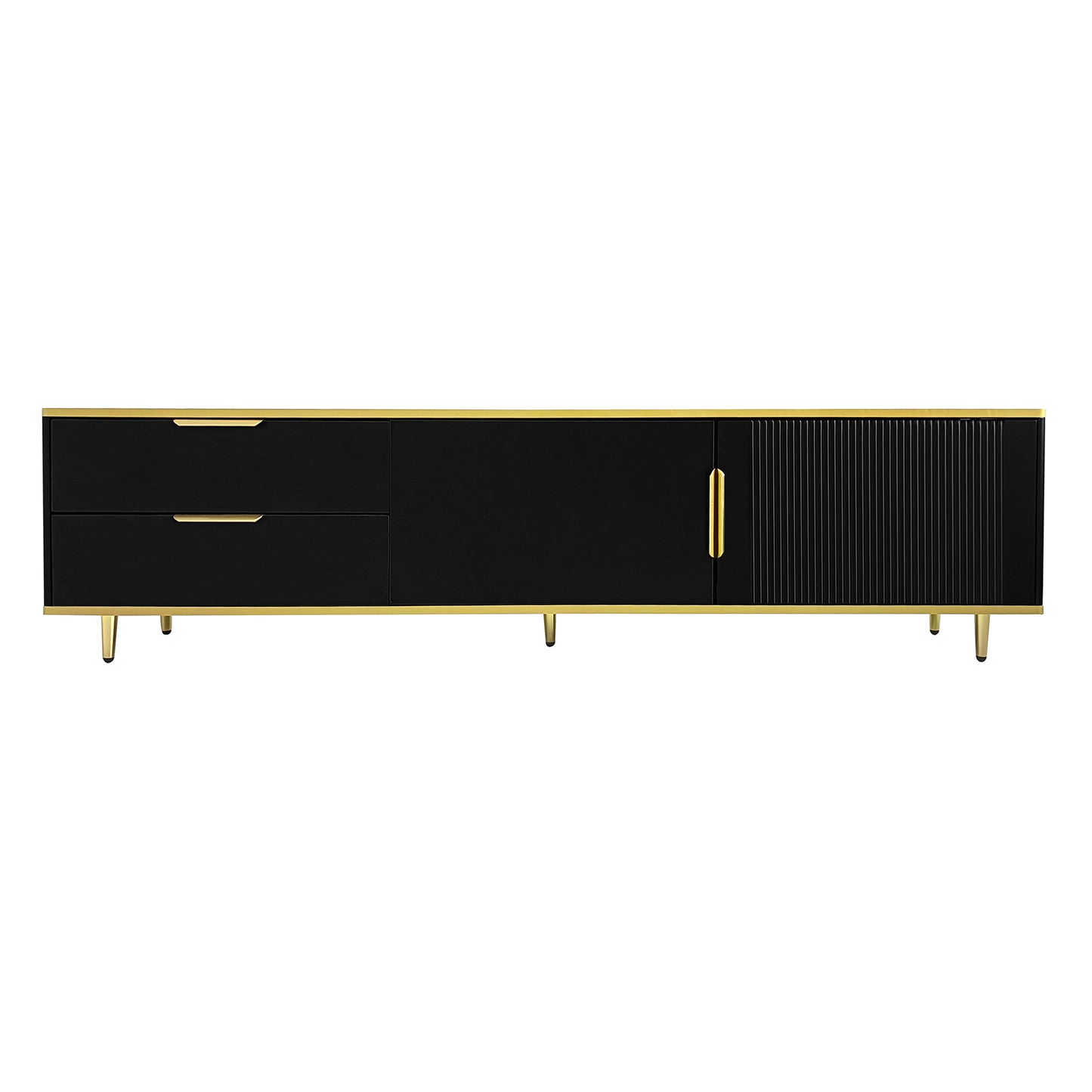 Florian Modern High Gloss TV Stand, Black & Gold