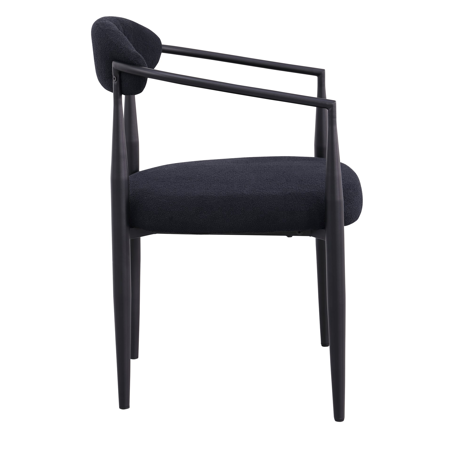 Amos Mid-Century Modern Dining Chairs with Iron Frame Set of 2 Black