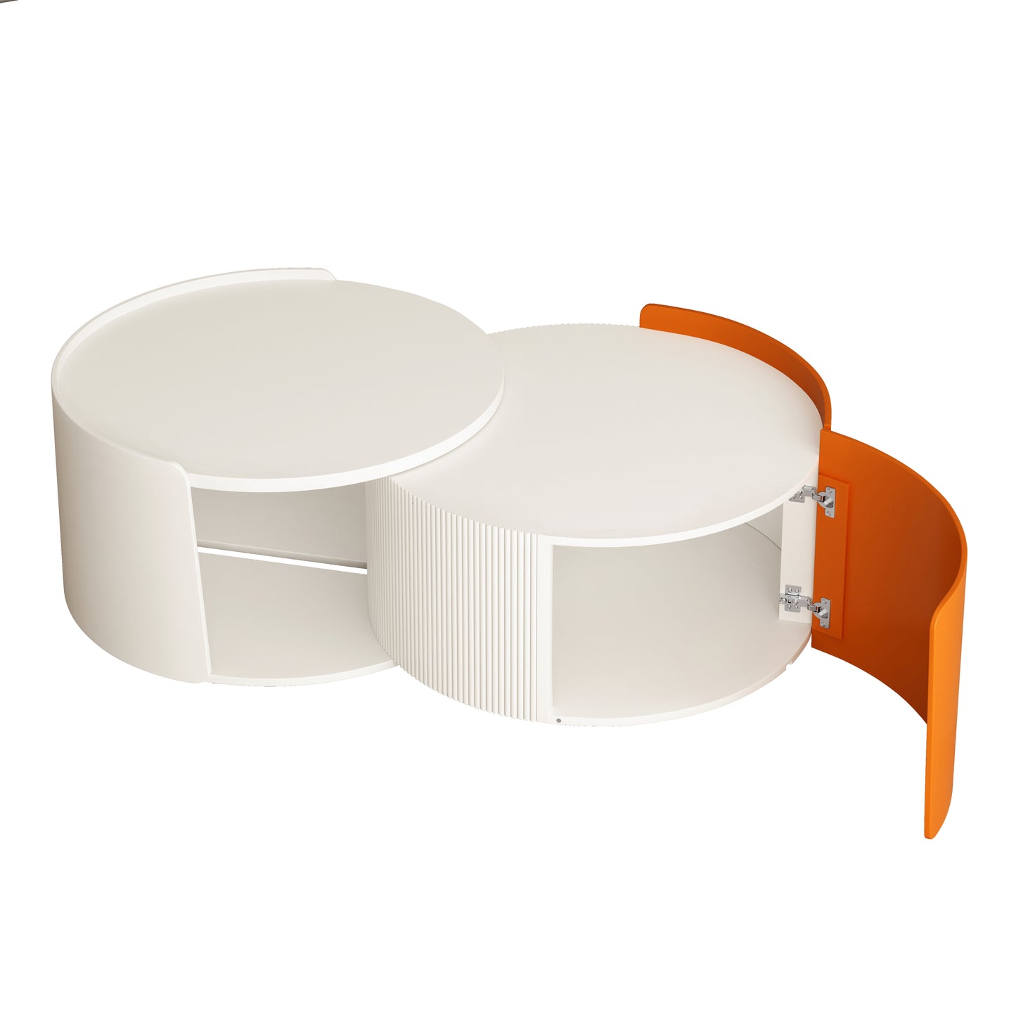 Noralie Modern Nesting Tables with Extendable Top, White & Orange