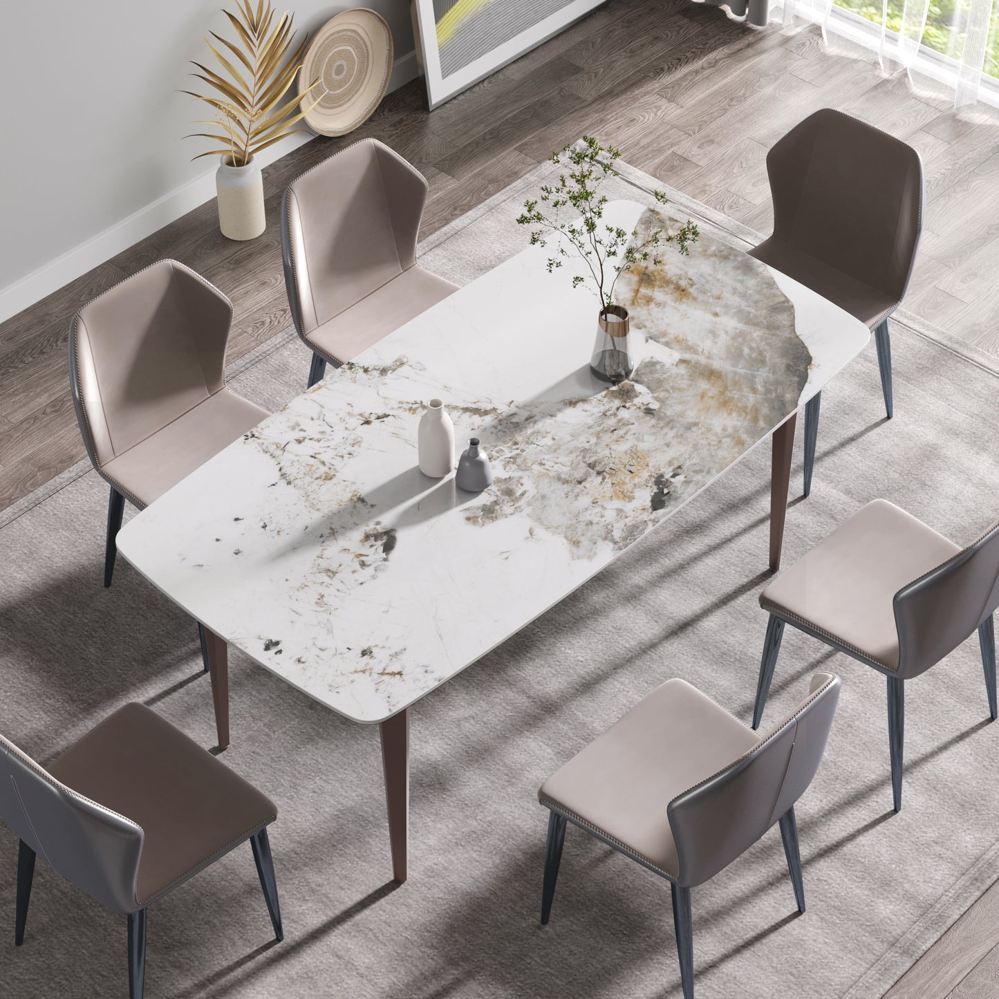 Trinita Modern Sintered Stone Dining Table, Pandora