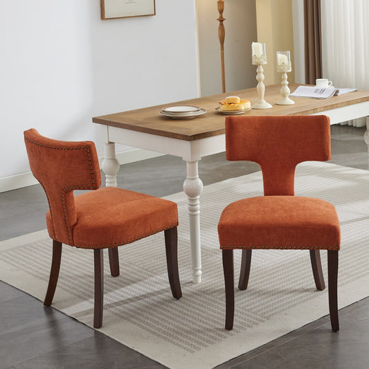 Magen Mid-Century Modern Linen Side Chairs Set of 2 , Orange