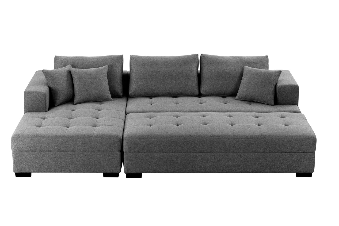 Jansen 111'' L-Shape Sectional & Ottoman Set - Dark Gray