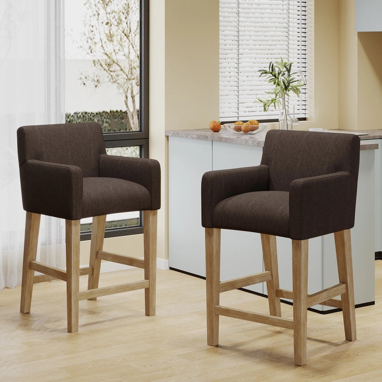 Anouk 26 inch Counter Stool Set of 2 - Brown/Weathered Brown