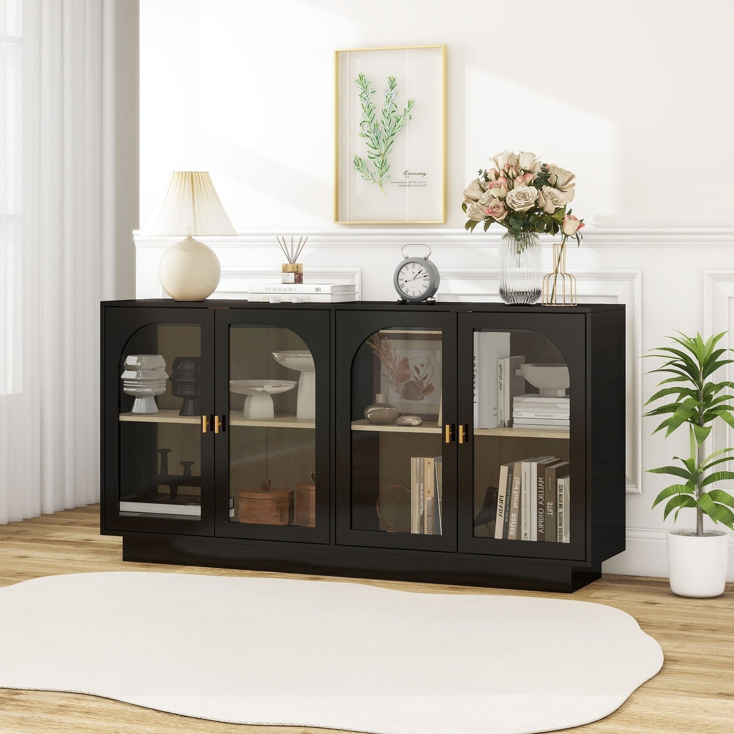 Zane Modern Accent Cabinet in Black with Acrylic Door