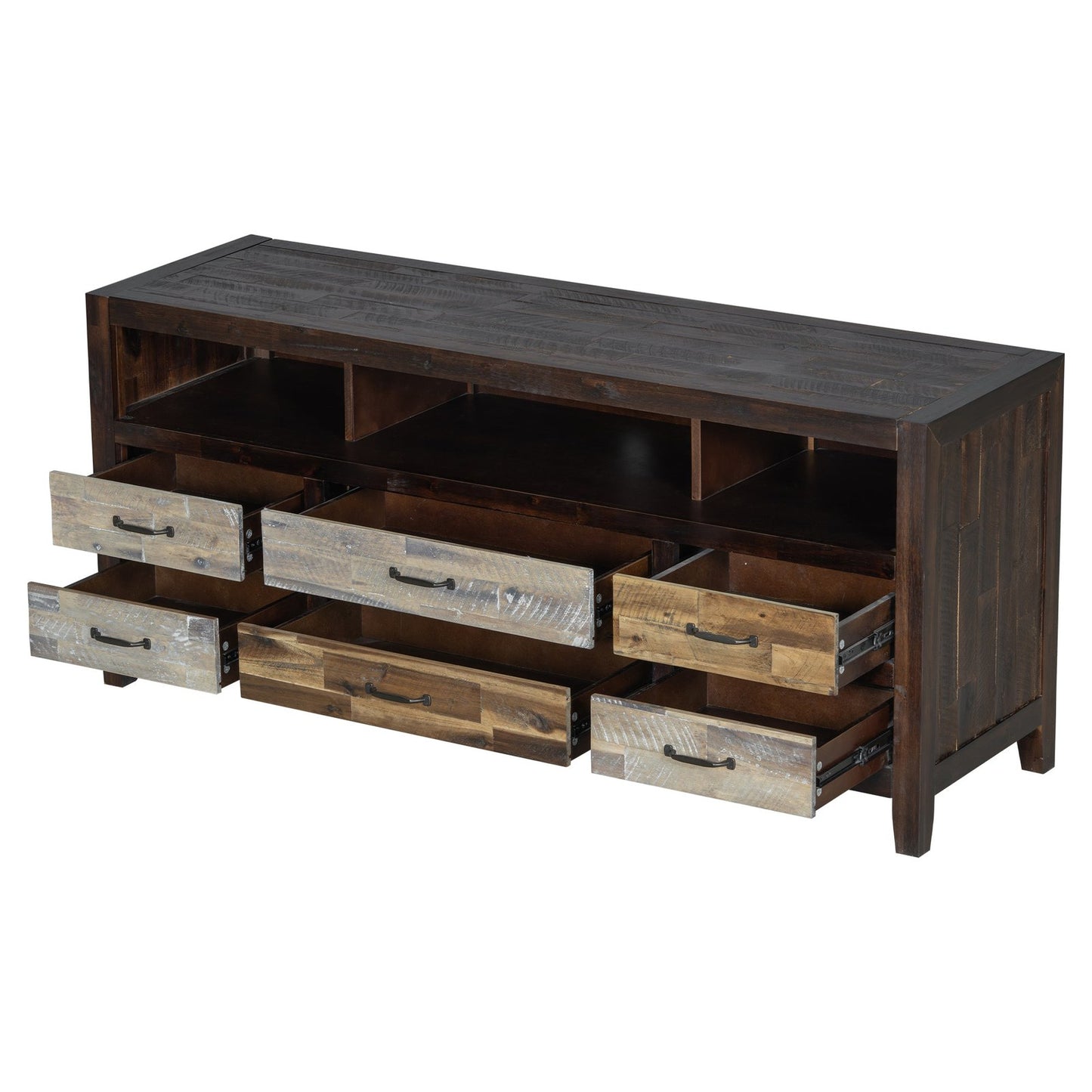 Callista 64' Retro Wooden TV Stand with 6 Drawers & 3 Shelves