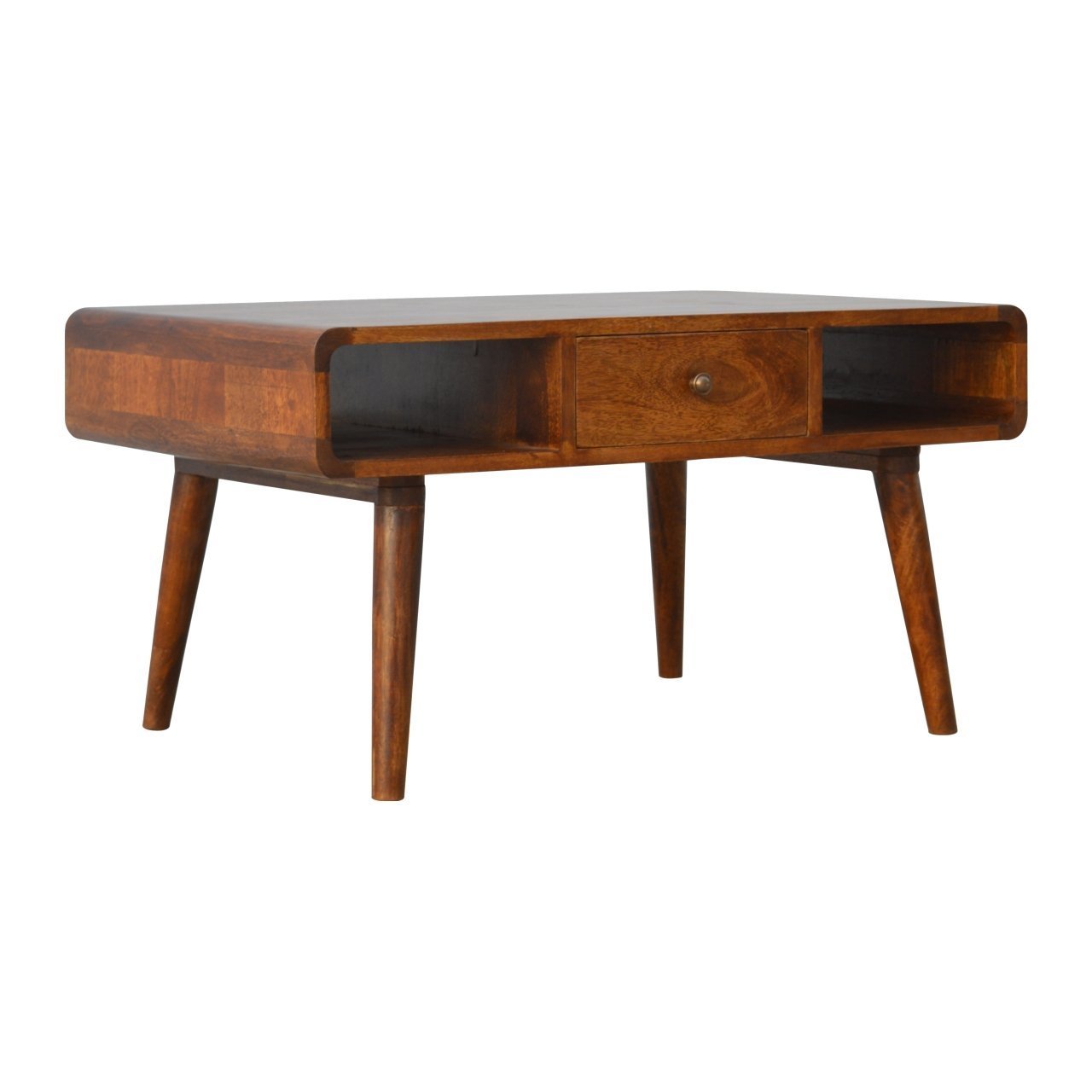 Maude Solid Wood Curved Chestnut Coffee Table