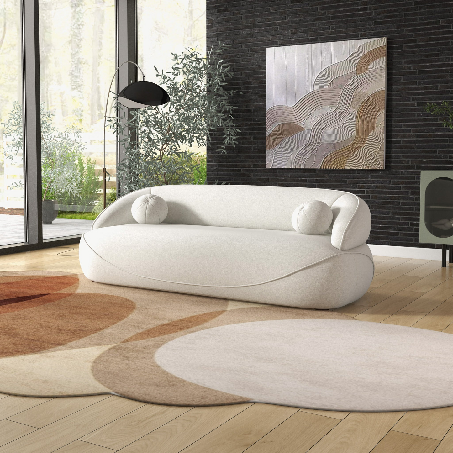 Andrew Modern Beige Boucle Sofa