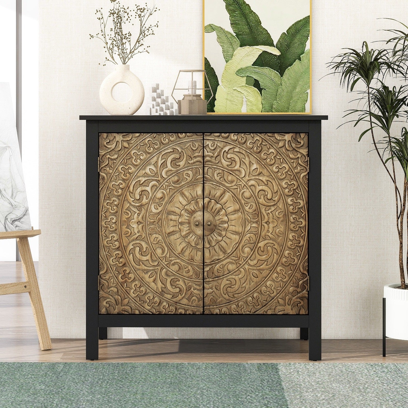 Aiden 2-Door Accent Cabinet with Carved Relief