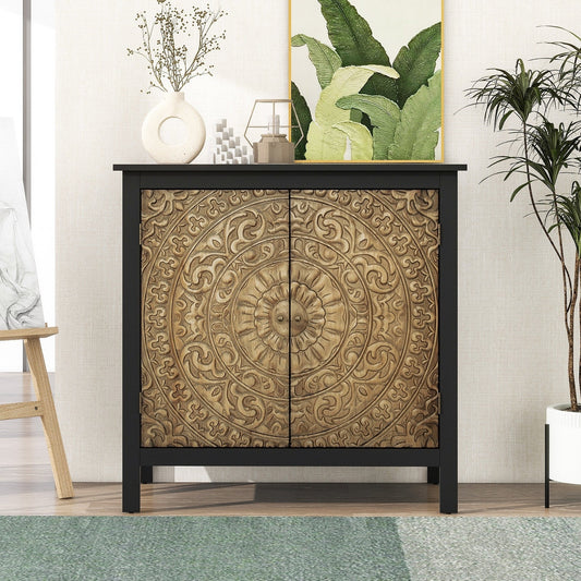 Aiden 2-Door Accent Cabinet with Carved Relief