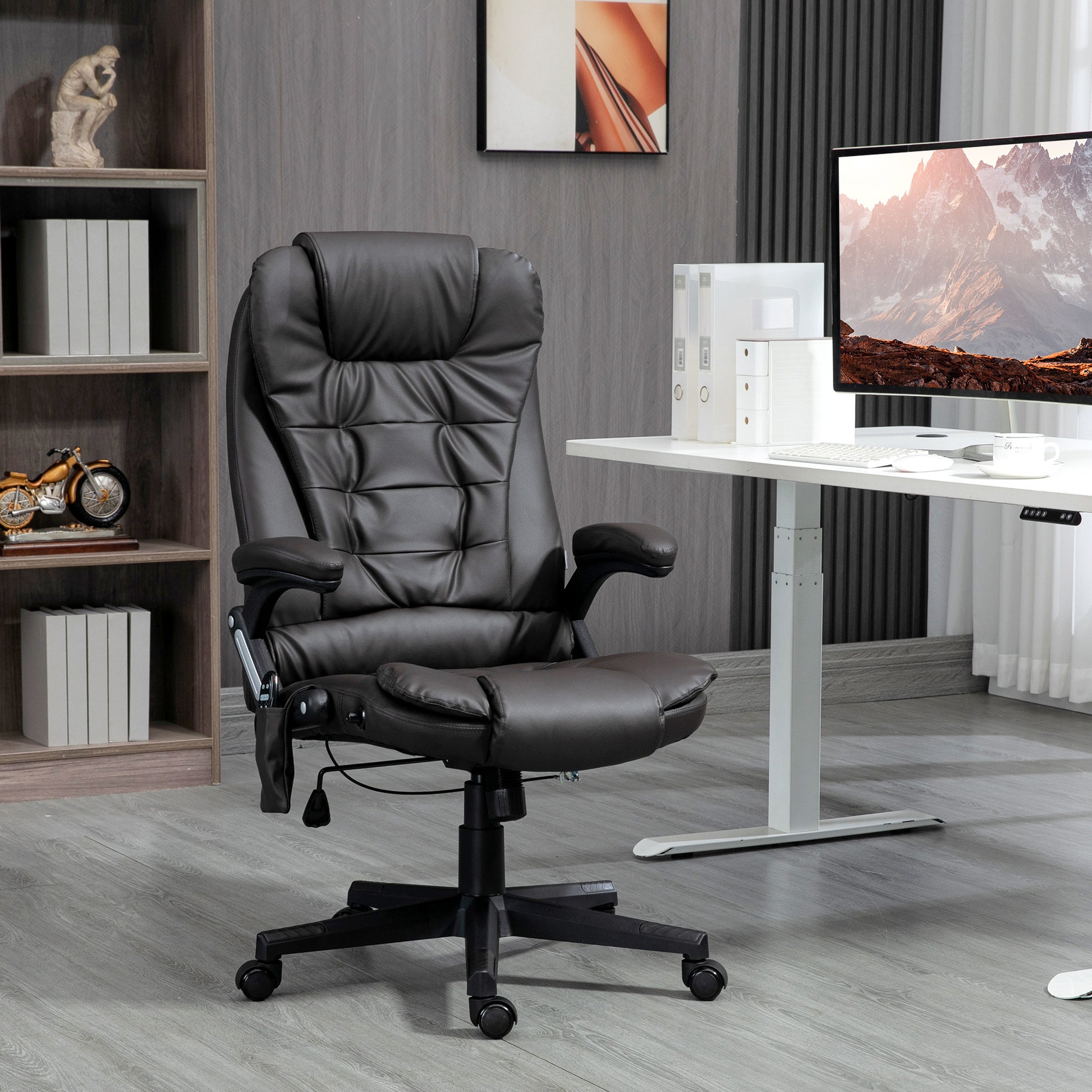 Parisa High Back PU Leather Executive Office Chair with Head & Massage, Black