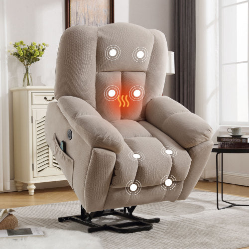 Yara Power Lift Recliner with Infinite Position, Heat, & Massage, Beige