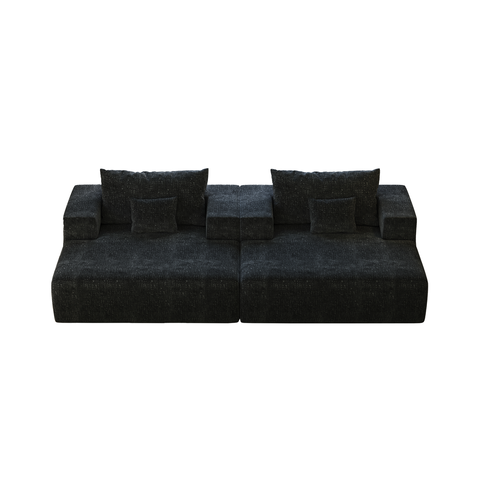 50-inch Chenille Sponge Sofa Lounge Black Fluffy Modern Sleeper Chair