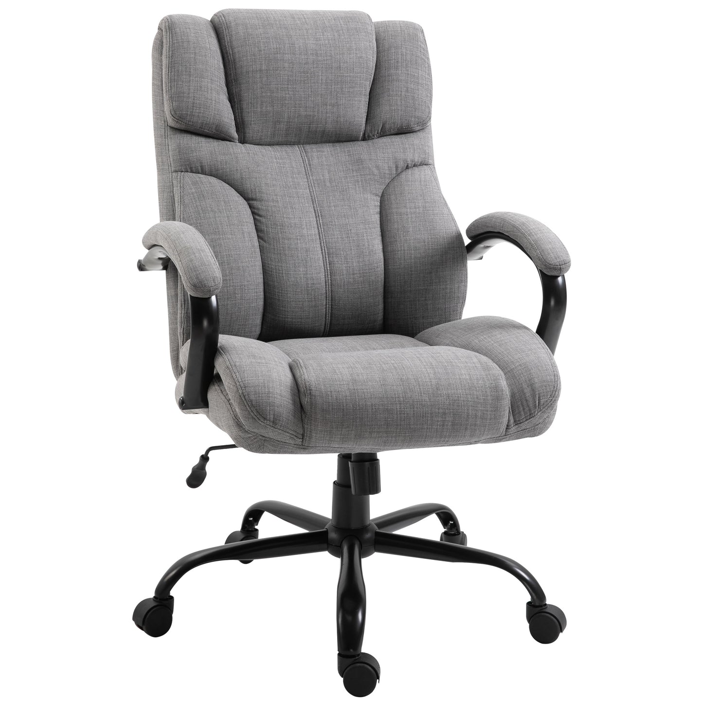 Angelina Big & Tall Linen Upholstered Office Chair, Gray