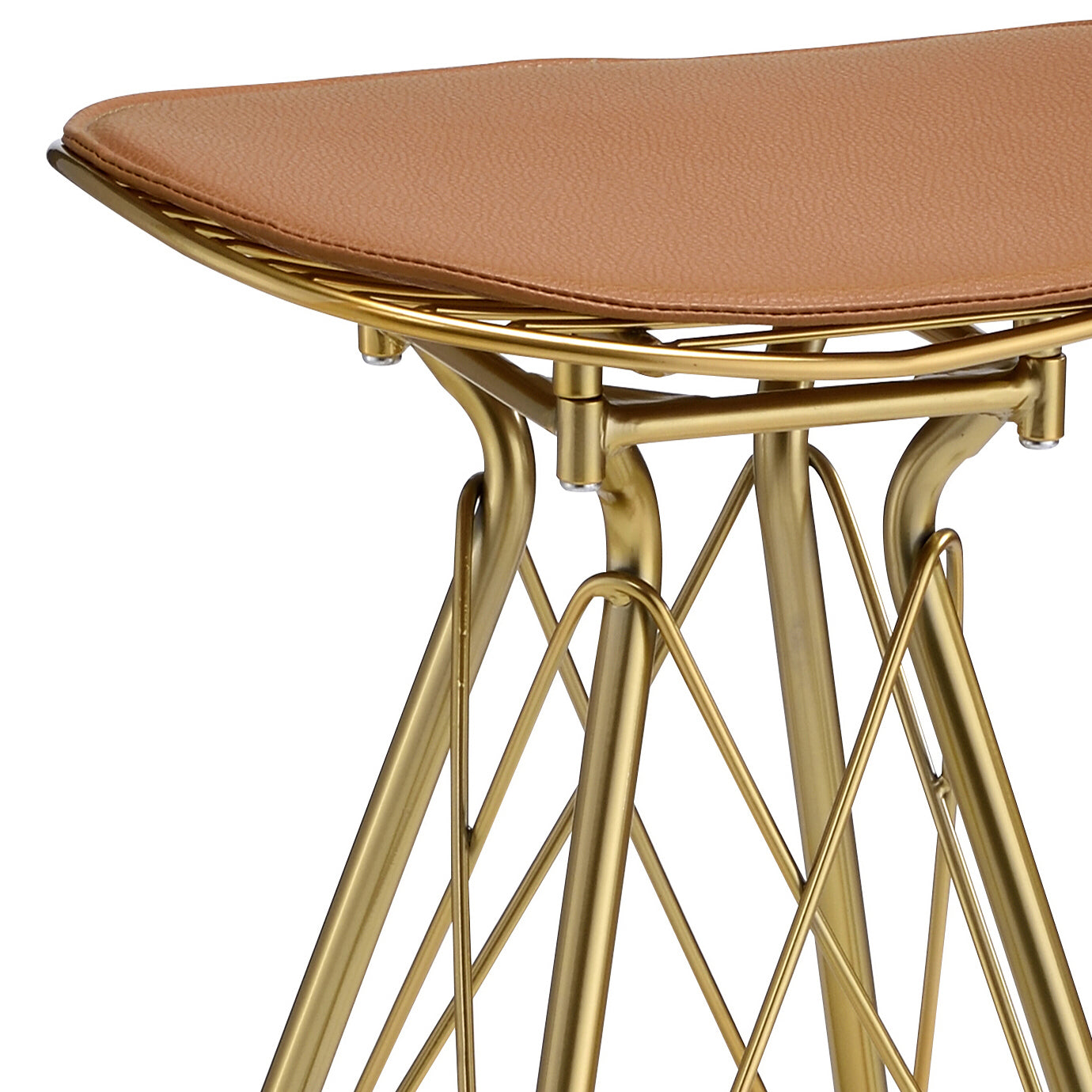 Maelis Whiskey and Gold Backless Bar Stools Set of 2