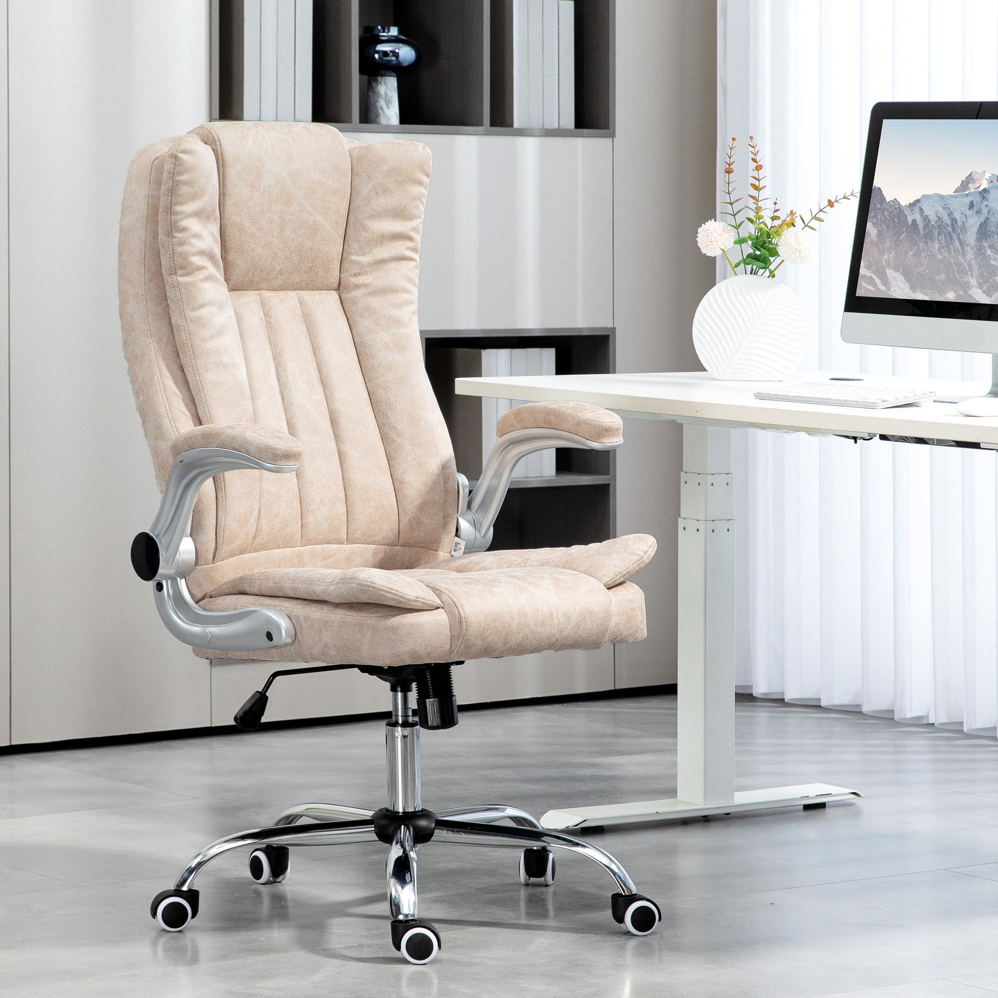 Anastasia Microfiber High Back Executive Office Chair, Cream