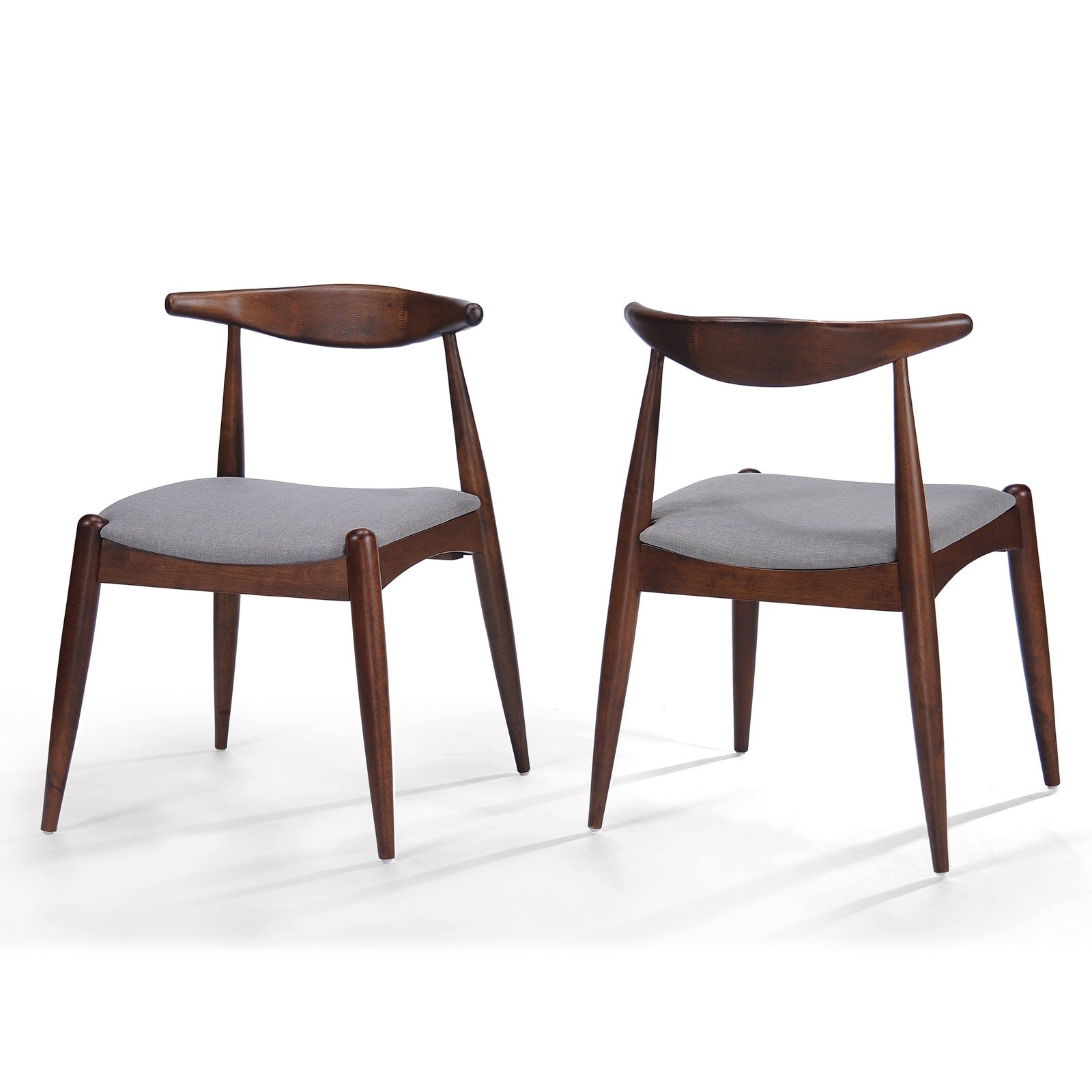 Margarette Mid-Century Modern Side Chairs Set of 2 Walnut & Light Gray