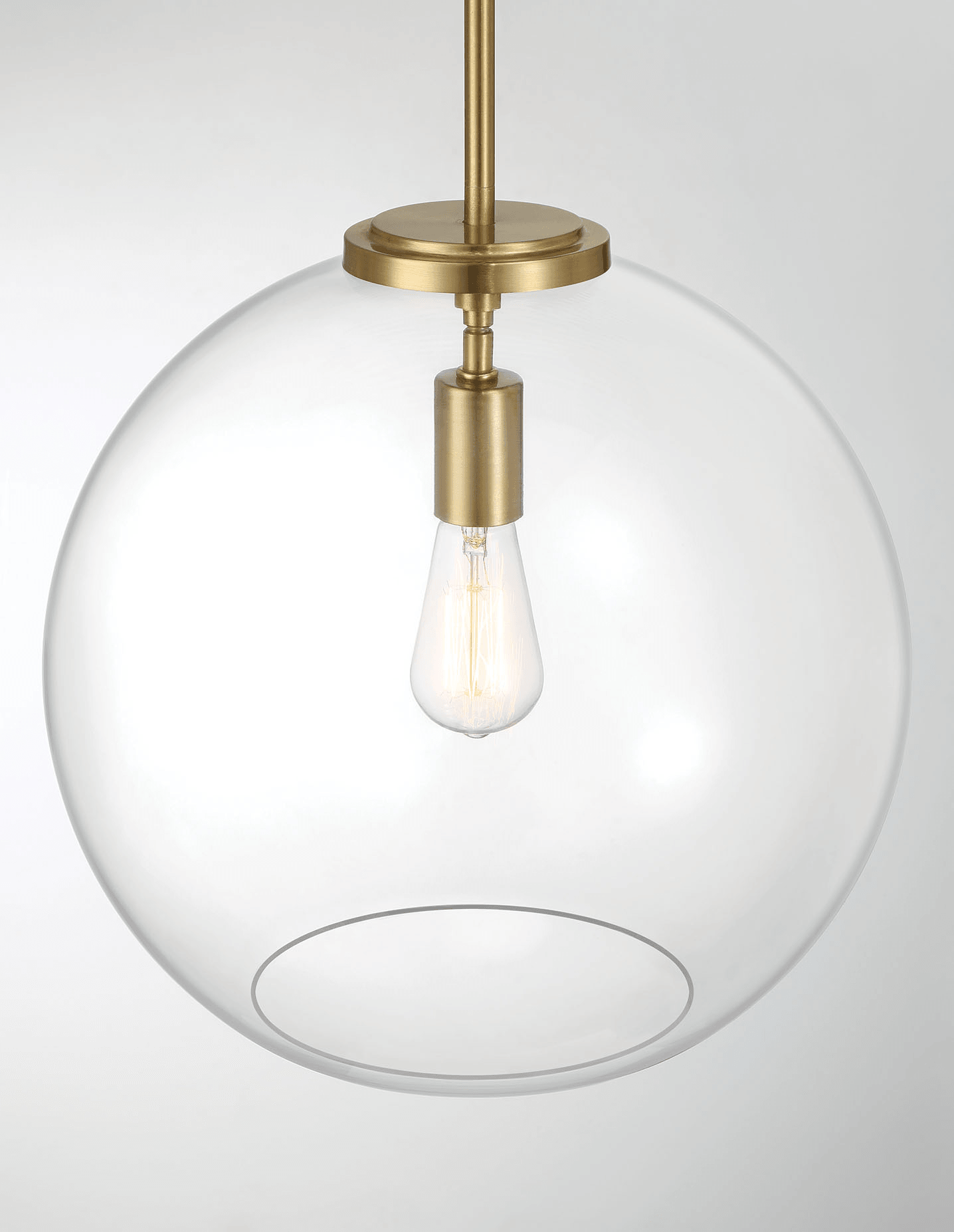 Gleam Single Light Pendant Lamp With Clear Globe Glass - Satin Brass