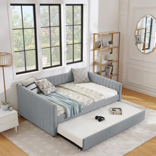 Winslow Full Size Linen Daybed & Trundle Set, Gray