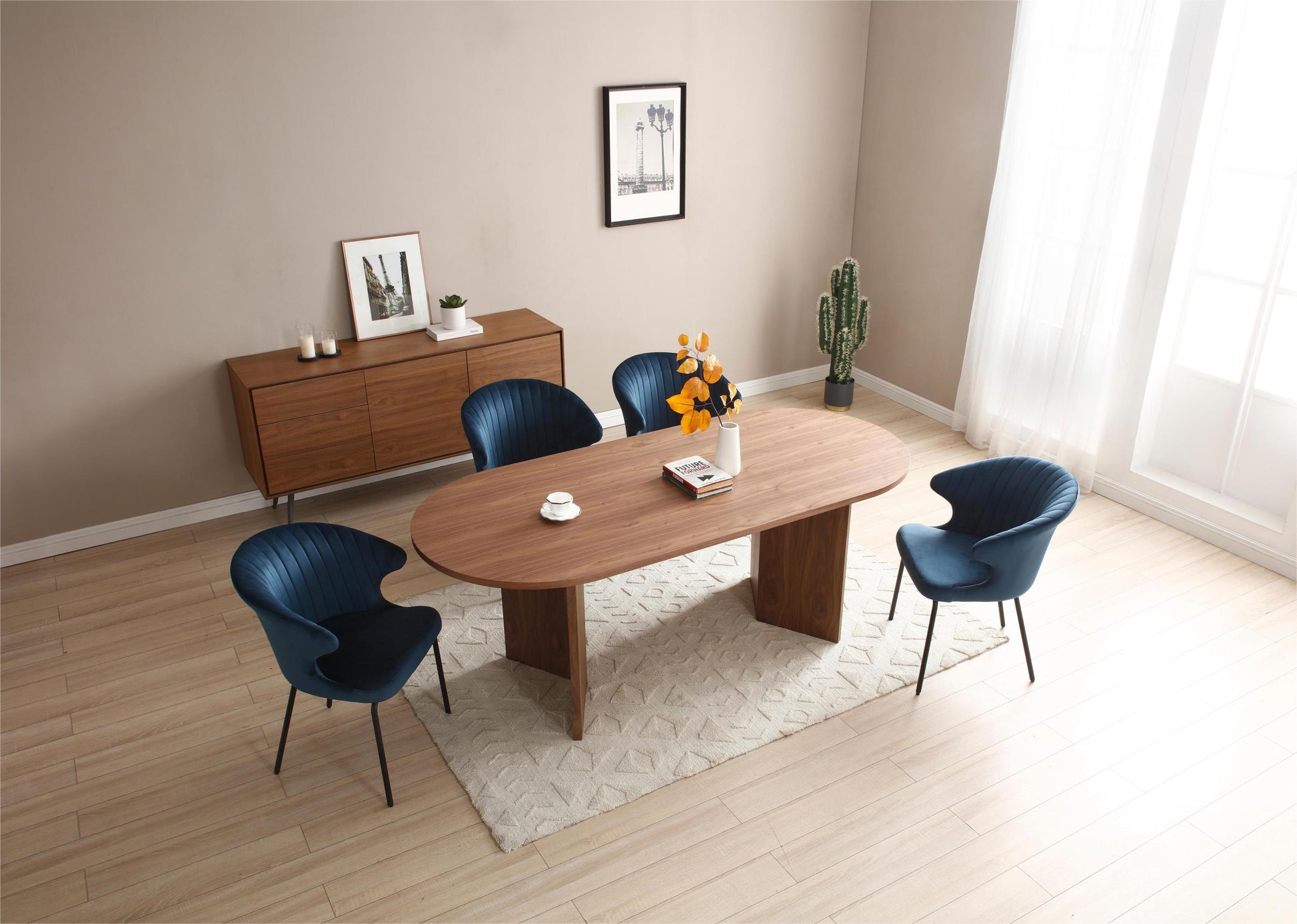 Hazel 78" Modern Dining Table, Walnut