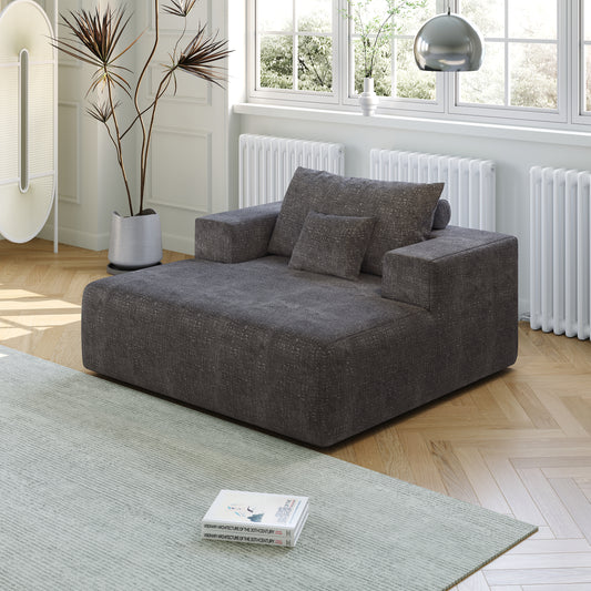 Cozy Chic: 50" Chenille Sponge Fluffy Grey Lounge Chair for Any Space