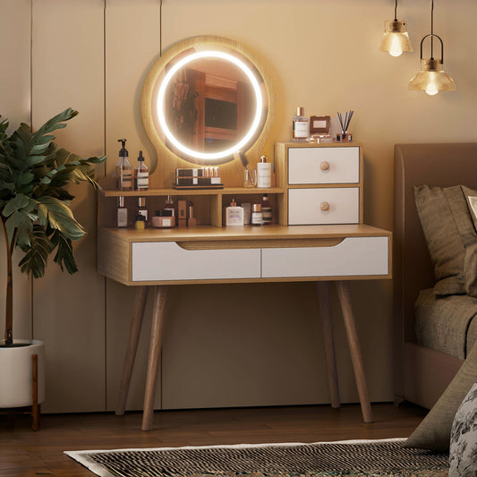 Orion Mid-Century Modern Vanity in White Oak