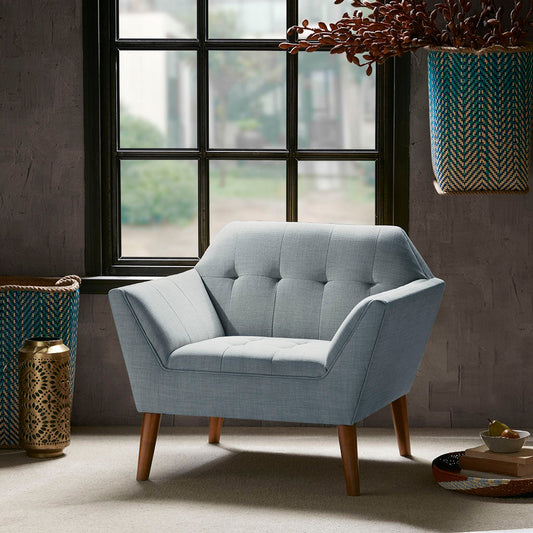 Gertrude Modern Upholstered Accent Chair, Light Blue