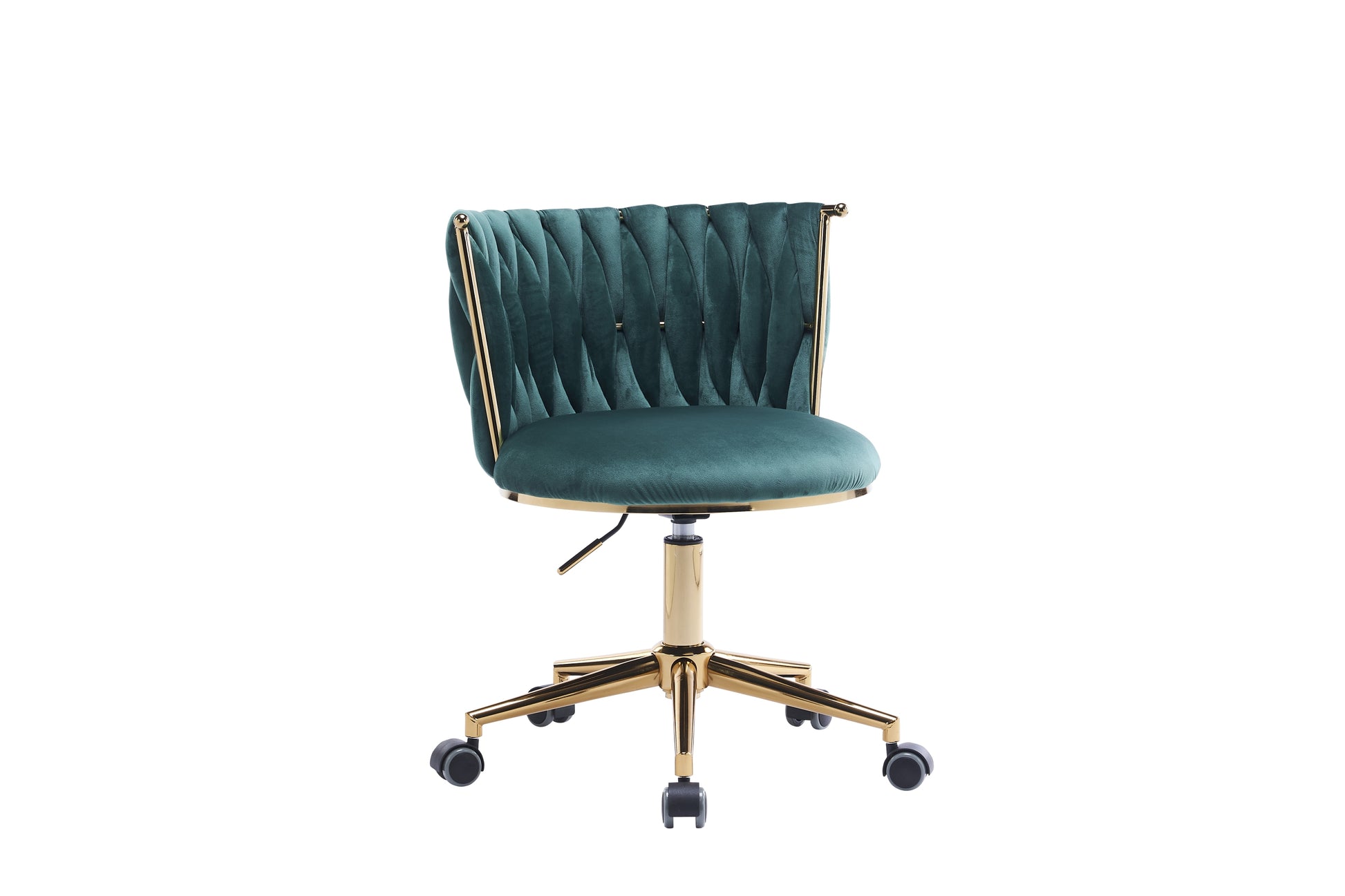 Emme Gold Framed Velvet Office Chair with Gold Base - Emerald